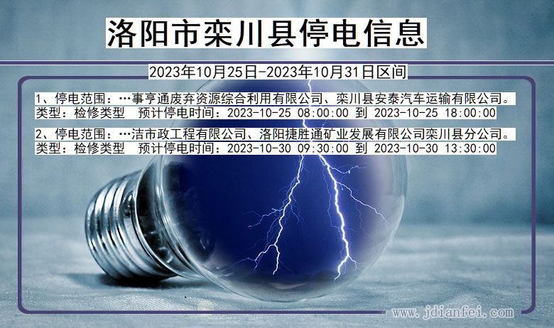 洛阳栾川停电通知 河南省洛阳栾川停电通知