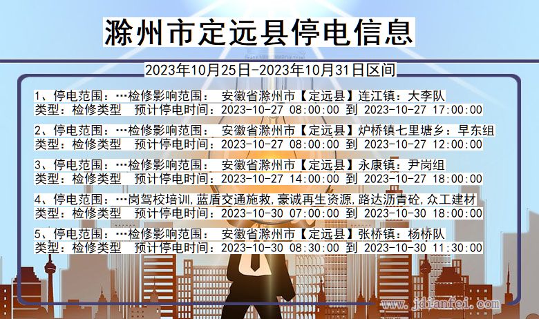 滁州定远停电通知 安徽省滁州定远停电通知