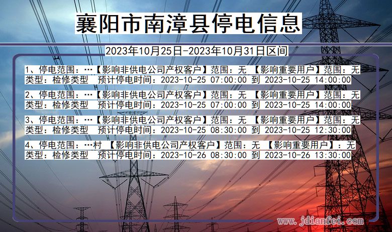 襄阳南漳停电通知 湖北省襄阳南漳停电通知