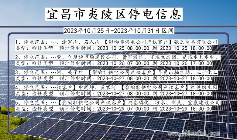 湖北省宜昌夷陵停电通知