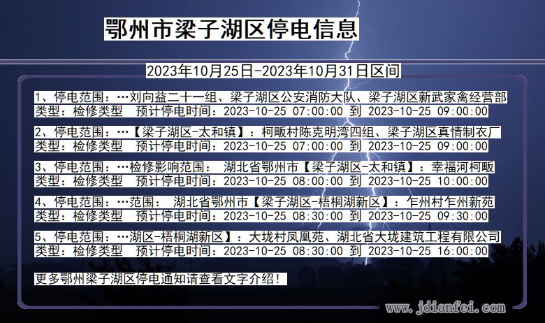 湖北省鄂州梁子湖停电通知