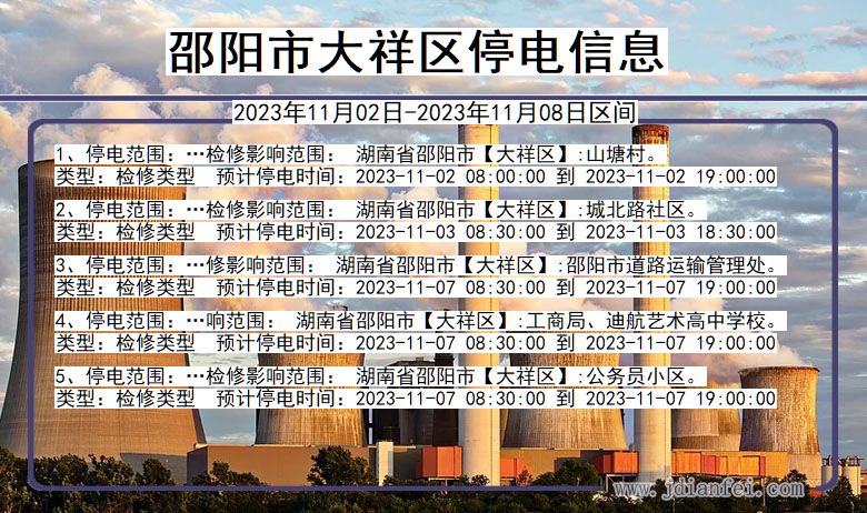 邵阳大祥停电通知 湖南省邵阳大祥停电通知