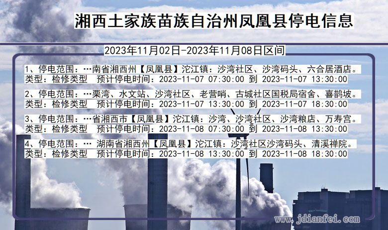 湖南省湘西凤凰停电通知