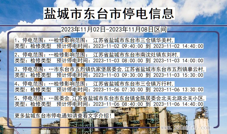 盐城东台停电通知 江苏省盐城东台停电通知