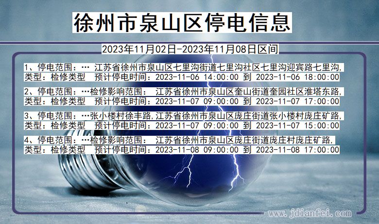 江苏省徐州泉山停电通知