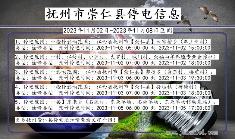 江西省抚州崇仁停电通知