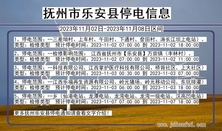 江西省抚州乐安停电通知