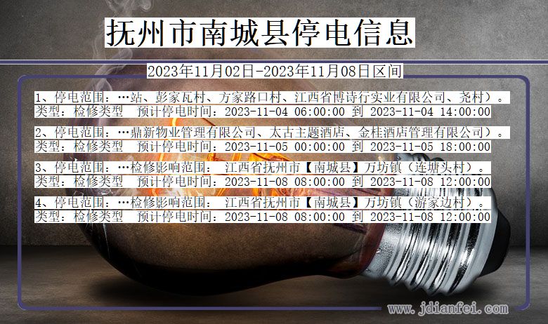 抚州南城停电通知 江西省抚州南城停电通知