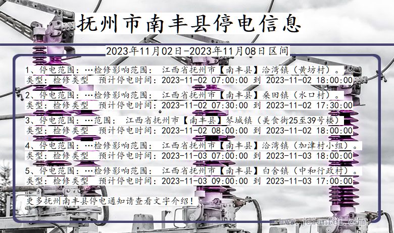 江西省抚州南丰停电通知