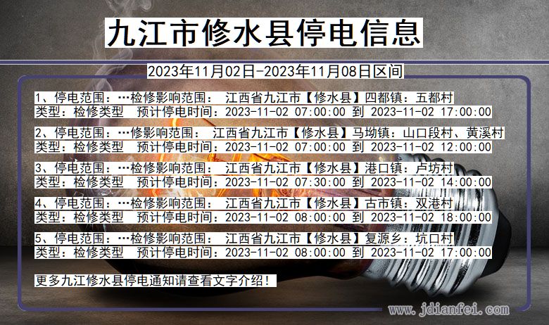 江西省九江修水停电通知