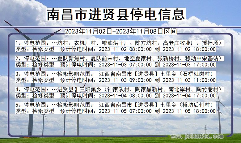 南昌进贤停电通知 江西省南昌进贤停电通知