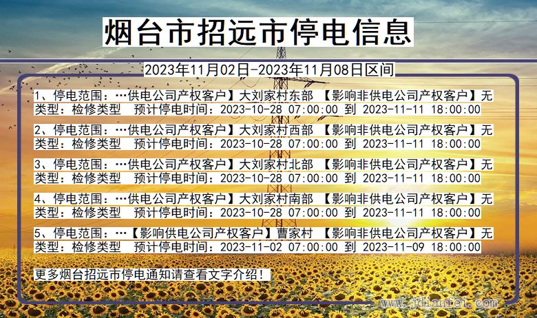 烟台招远停电通知 山东省烟台招远停电通知