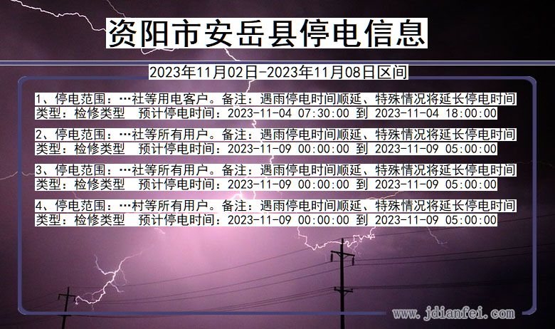 四川省资阳安岳停电通知