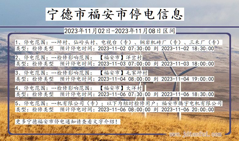 福建省宁德福安停电通知