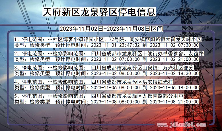 四川省天府新区龙泉驿停电通知