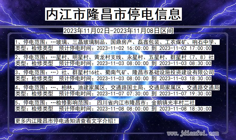 四川省内江隆昌停电通知