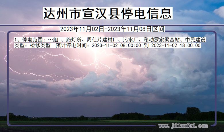 四川省达州宣汉停电通知