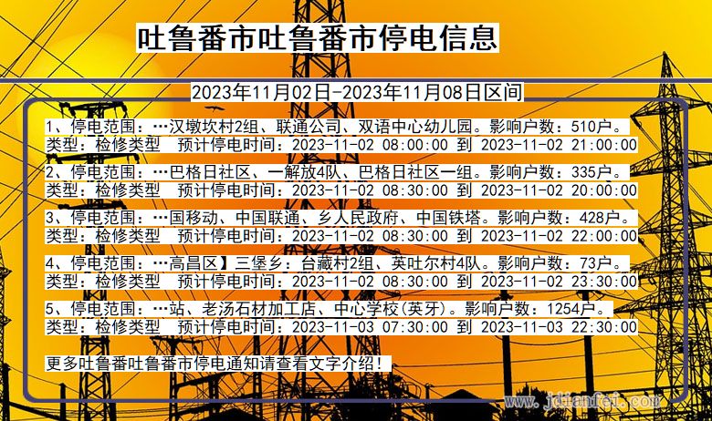 吐鲁番吐鲁番停电通知 新疆维吾尔自治区吐鲁番吐鲁番停电通知