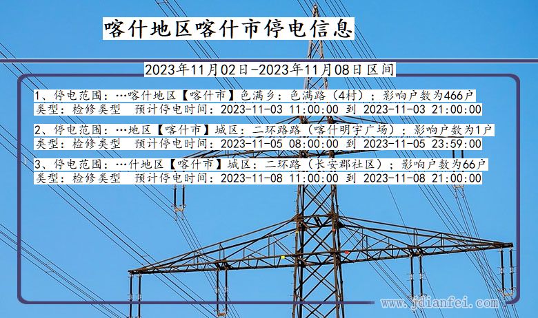 喀什地区喀什停电通知 新疆维吾尔自治区喀什地区喀什停电通知