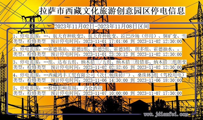 西藏自治区拉萨西藏文化旅游创意园停电通知