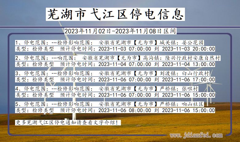 安徽省芜湖弋江停电通知