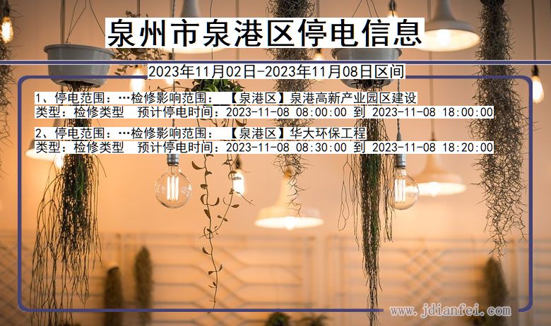 福建省泉州泉港停电通知