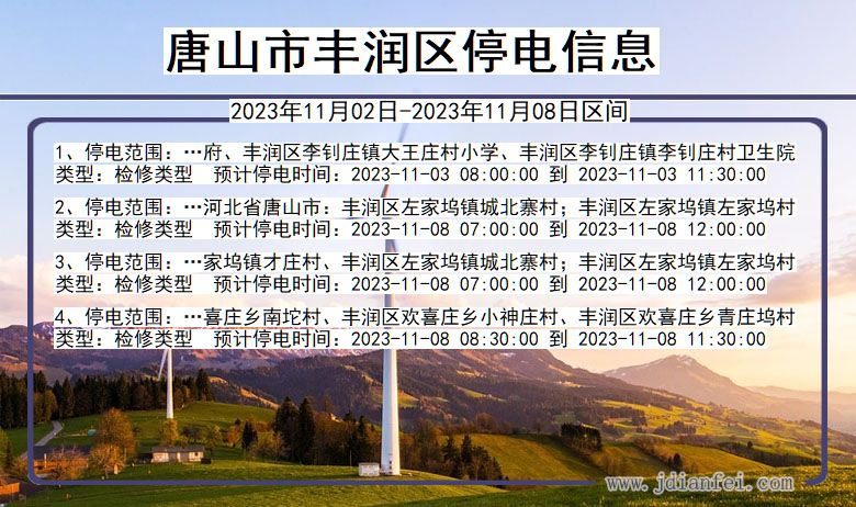 河北省唐山丰润停电通知