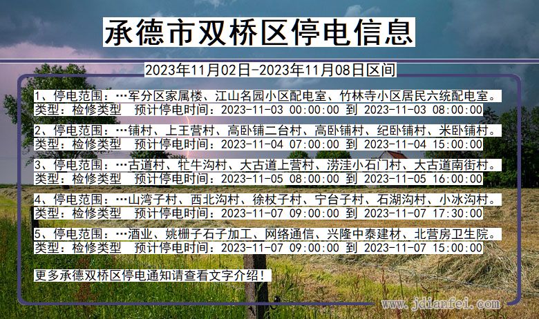 河北省承德双桥停电通知