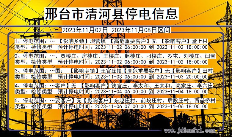 邢台清河停电通知 河北省邢台清河停电通知