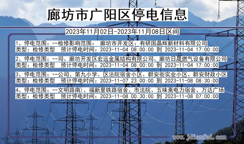 河北省廊坊广阳停电通知