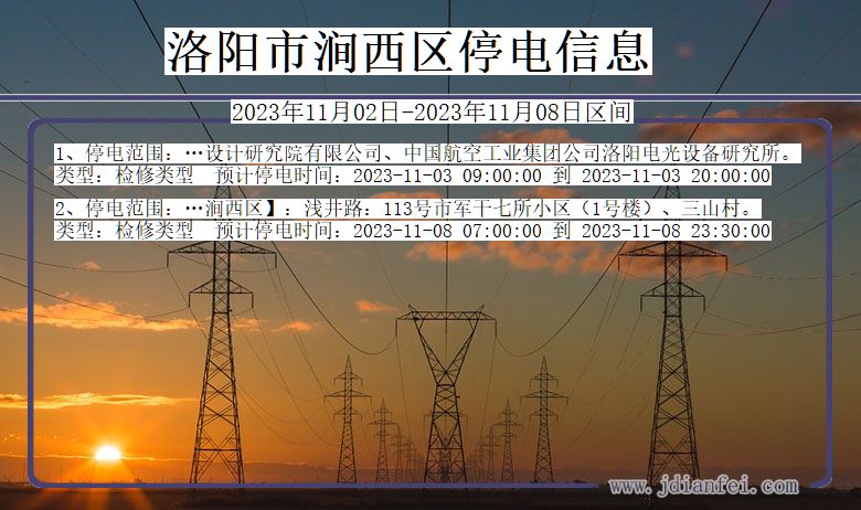 河南省洛阳涧西停电通知