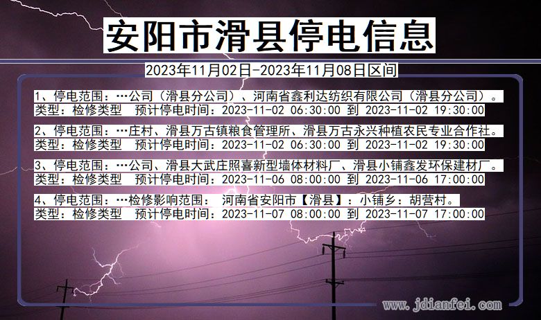 安阳滑县停电通知 河南省安阳滑县停电通知
