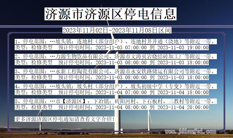 河南省济源济源停电通知