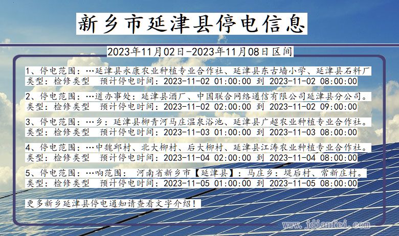 河南省新乡延津停电通知