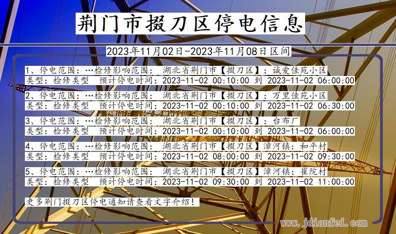 湖北省荆门掇刀停电通知