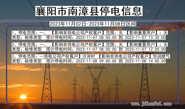 湖北省襄阳南漳停电通知