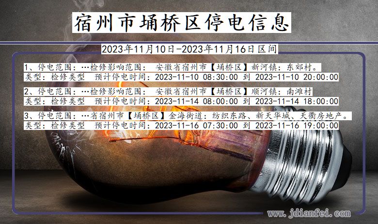 安徽省宿州埇桥停电通知