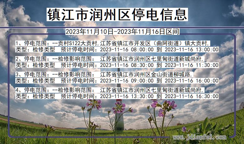 江苏省镇江润州停电通知