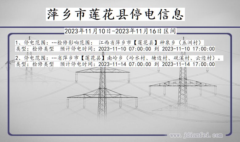 江西省萍乡莲花停电通知