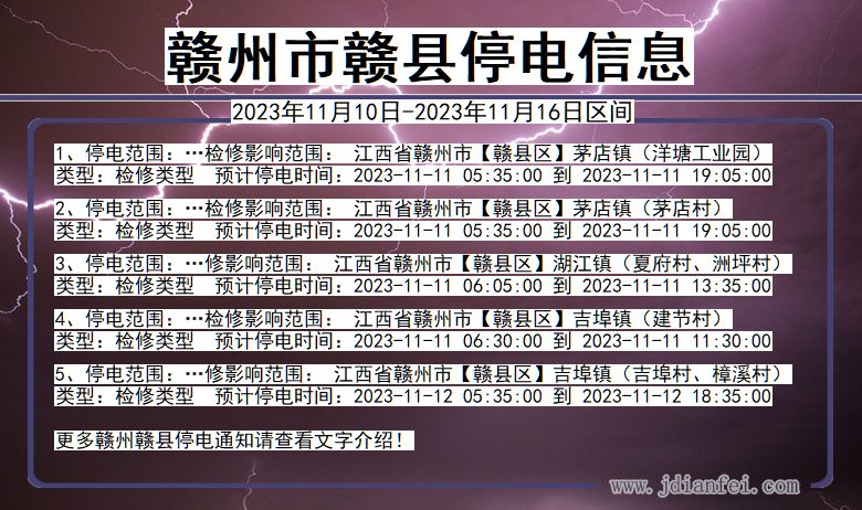 江西省赣州赣县停电通知