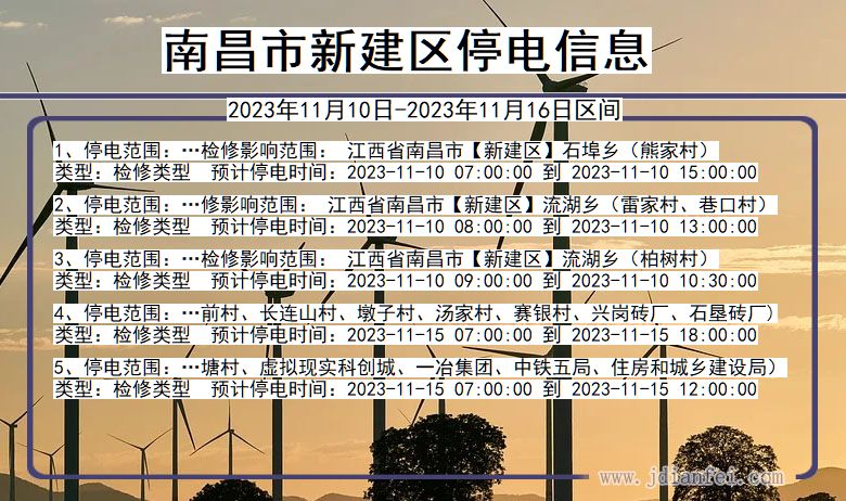 江西省南昌新建停电通知