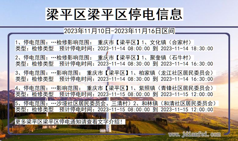 重庆市梁平区梁平停电通知