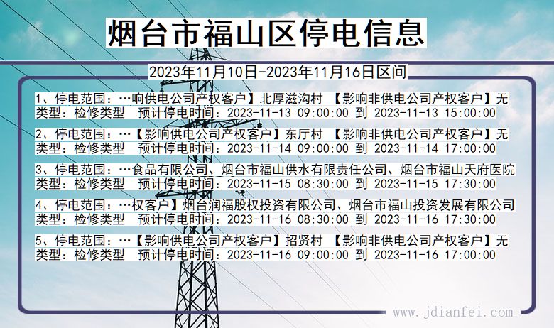 山东省烟台福山停电通知