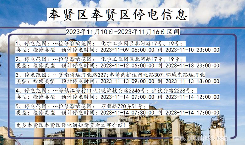 奉贤区奉贤停电通知 上海市奉贤区奉贤停电通知