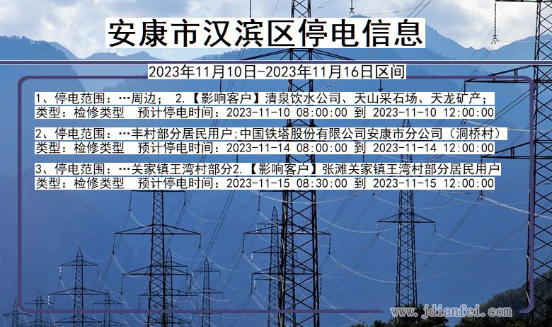 陕西省安康汉滨停电通知