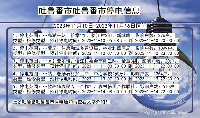 吐鲁番吐鲁番停电通知 新疆维吾尔自治区吐鲁番吐鲁番停电通知