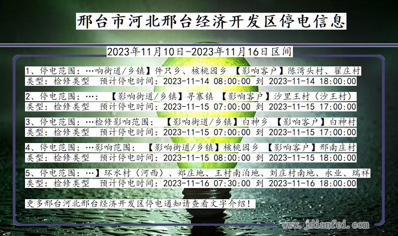 河北省邢台河北邢台经济开发停电通知