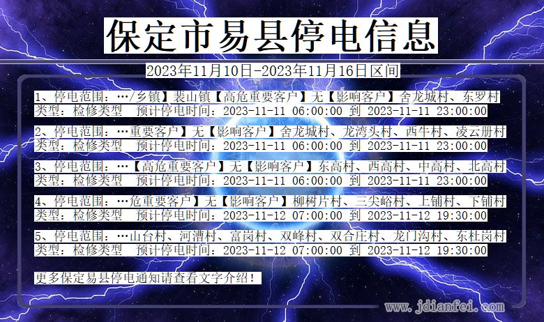 河北省保定易县停电通知