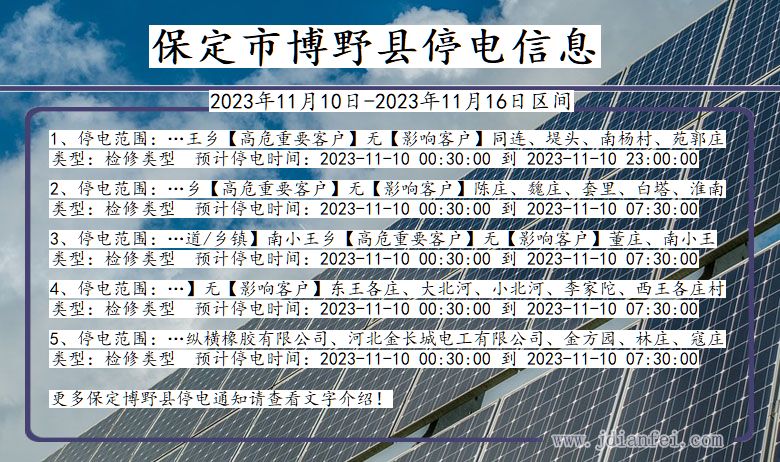 河北省保定博野停电通知