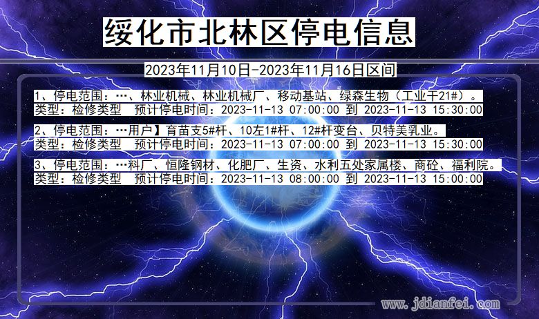 黑龙江省绥化北林停电通知